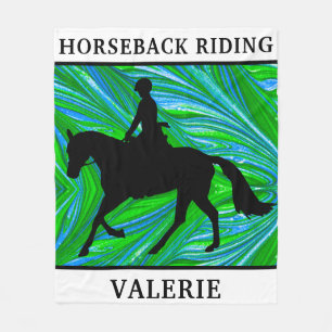 Couverture Polaire Horseback Riding Blue Green Fleece Blanket