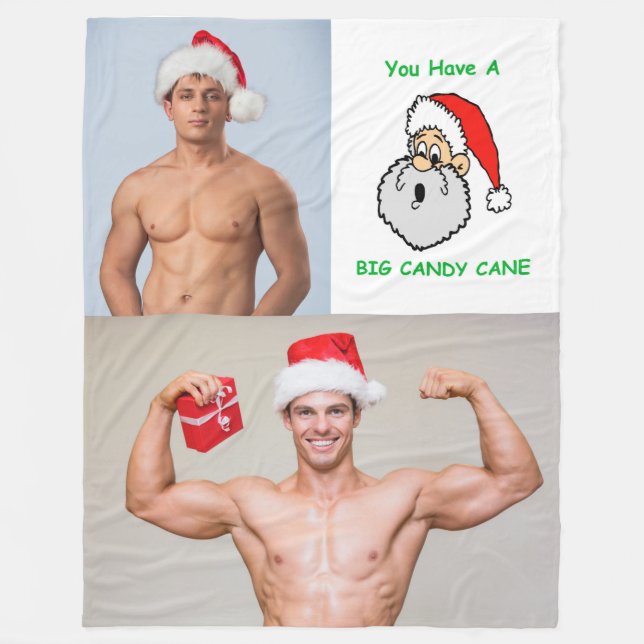 Couverture Polaire Hot Guys Sexy Muscle Stups Santa Hats Drôle (Devant)