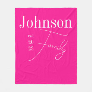 Couverture Polaire Hot rose Personnalisé Nom de famille moderne