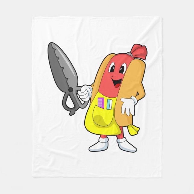 Couverture Polaire Hotdog comme coiffeur avec ciseaux (Devant)