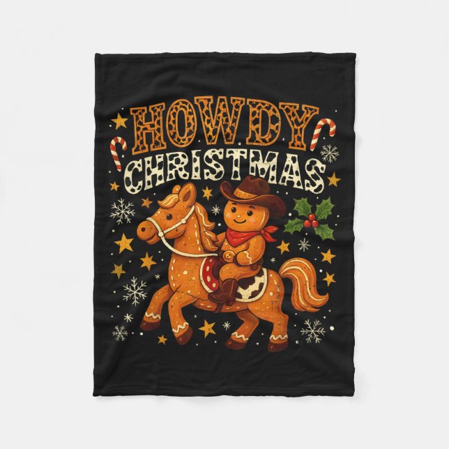 Couverture Polaire Howdy Christmas Cowboy Gingerbread Design  (Devant)