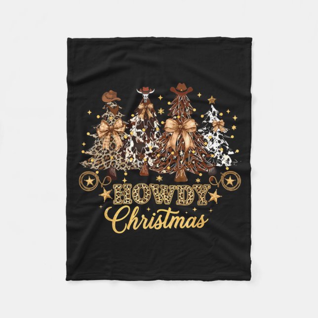 Couverture Polaire Howdy Christmas Xmas Tree Cowboy Western Coquette  (Devant)