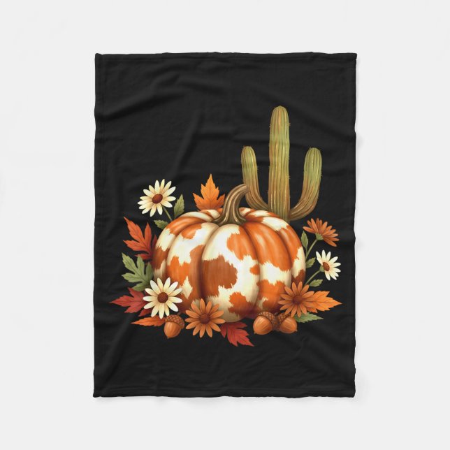 Couverture Polaire Howdy Fall Pumpkin Retro Western Cowboy Cow Hallow (Devant)