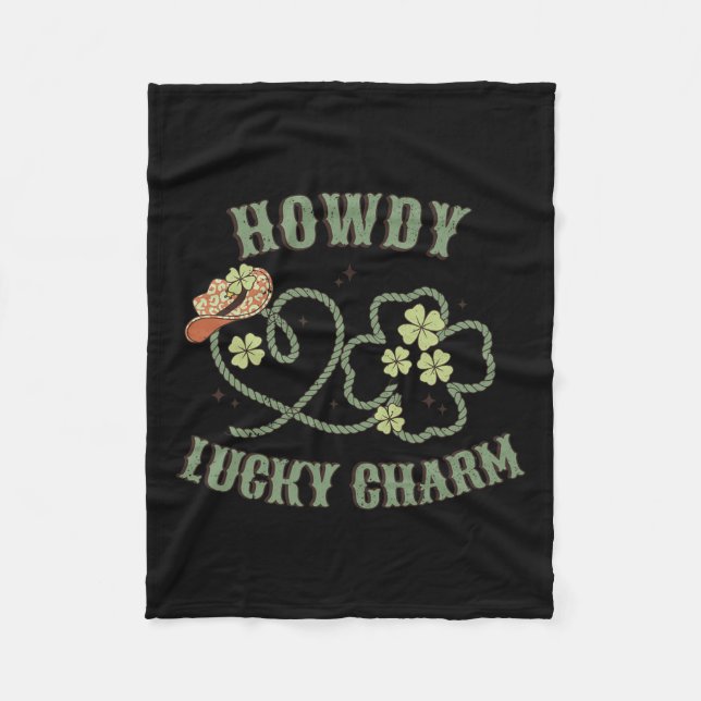 Couverture Polaire Howdy Lucky Charm Western St Patrick Shamrock (Devant)