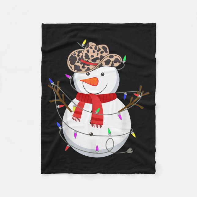 Couverture Polaire Howdy Snowman Funny Cowboy Hat Western Christmas 2 (Devant)
