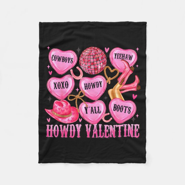Couverture Polaire Howdy Valentine Western Cowgirl Hearts Candy Women (Devant)