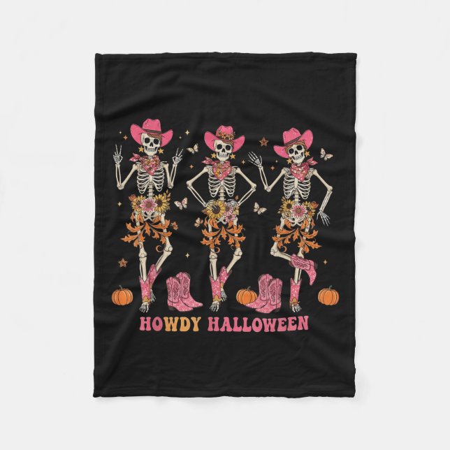Couverture Polaire Howdy Western Skeleton Cowgirls Dancing Halloween  (Devant)