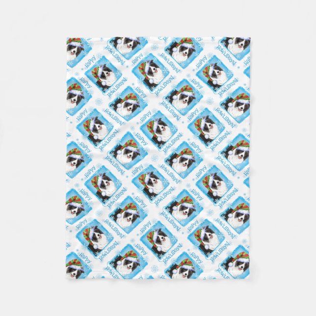Couverture Polaire Howlidays heureux border collie (Devant)