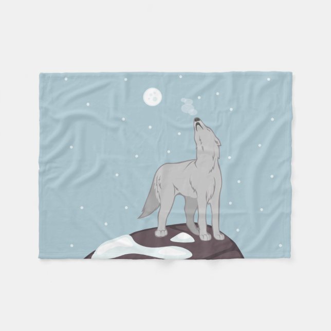 Couverture Polaire Howling Arctic Wolf (Devant (Horizontal))