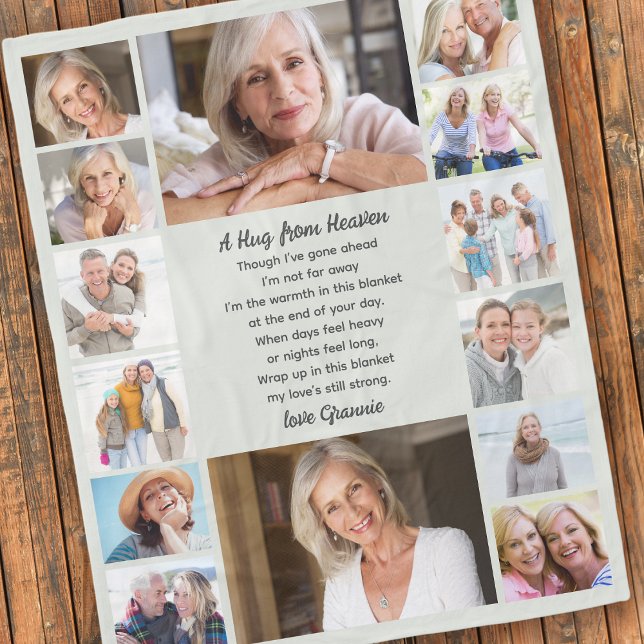 Couverture Polaire Hug de Heaven Poem Multiphoto Collage Memorial (Créateur téléchargé)