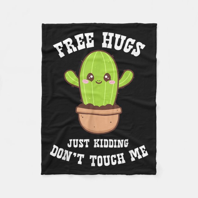 Couverture Polaire Hugs Just Kidding Don't Touch Me Funny Cactus  (Devant)