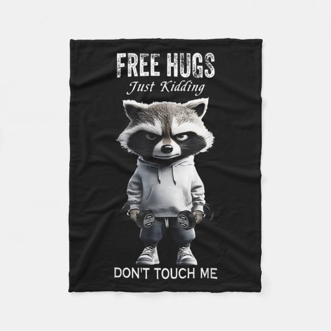 Couverture Polaire Hugs Just Kidding Don't Touch Me Racoon Workout Gy (Devant)