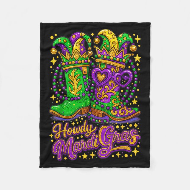Couverture Polaire Hugvyn Howdy Mardi Gras Western Boot Cowgirl Louis (Devant)