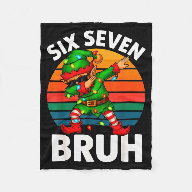 Couverture Polaire Hugvyn Six Seven 6 7 Mème Elfe Dabbing Joyeux Noël (Devant)