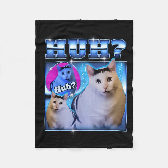 Couverture Polaire Huh Cat Funny Cat Meme Weird Cat Bootleg  (Devant)