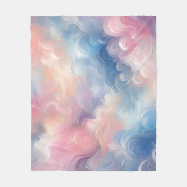 Couverture Polaire Huile Vibrante Pastel Rose Bleu Art Abstrait (Devant)