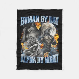 Couverture Polaire Humain le jour Alpha la nuit Cool Drôle Alpha Loup
