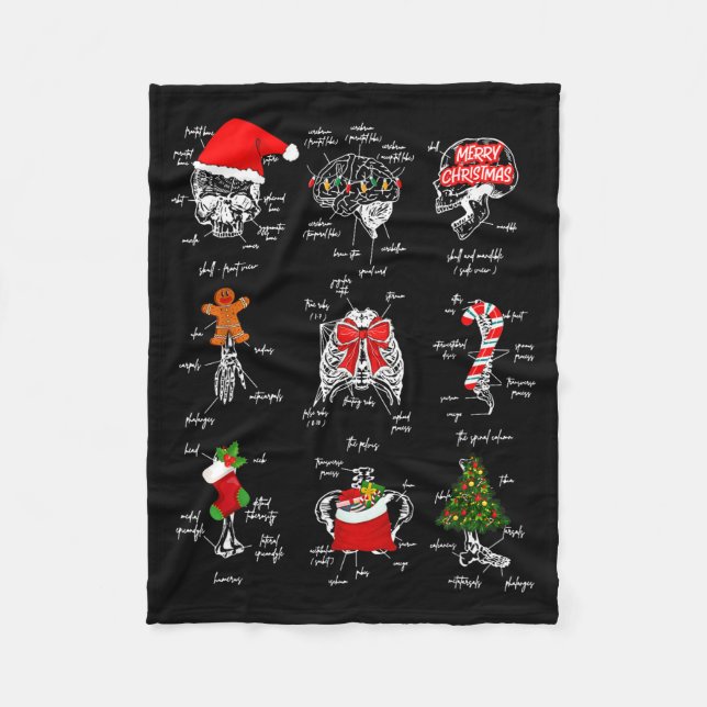 Couverture Polaire Human Skeleton Anatomy Christmas Medical Student X (Devant)