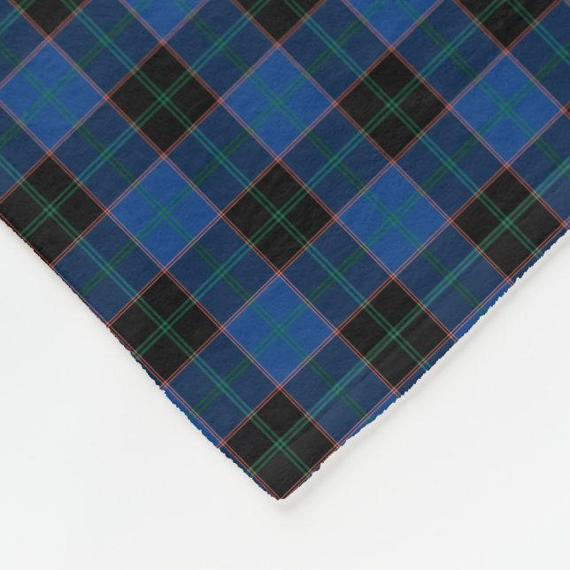 Couverture Polaire Hume Clan Royal Bleu et Tartan noir (Coin)