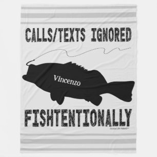 Couverture Polaire Humour Pêche Poisson Silhouette Design Texte