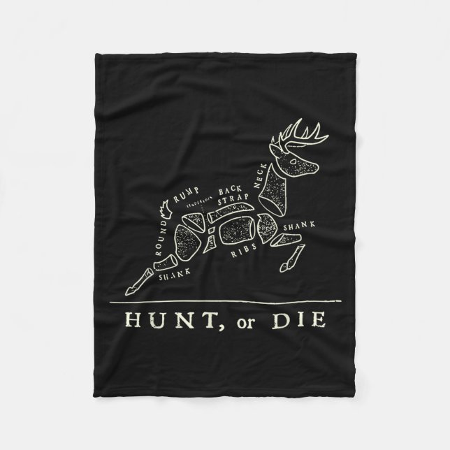Couverture Polaire Hunt Or Die Funny Hunting Quote Deer Butcher Chart (Devant)