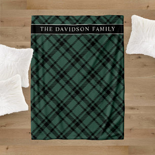 Couverture Polaire Hunter Green Tartan Plaid Nom de famille