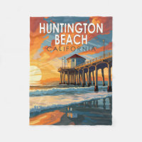 Huntington Beach California Travel Art Vintage