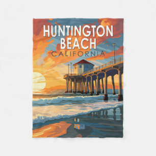 Couverture Polaire Huntington Beach California Travel Art Vintage