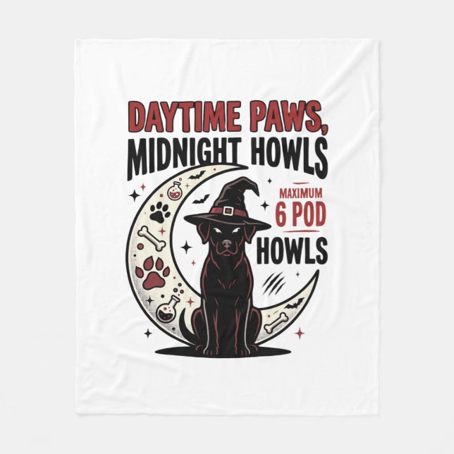 Couverture Polaire Hurlements de chien Halloween minuit (Devant)