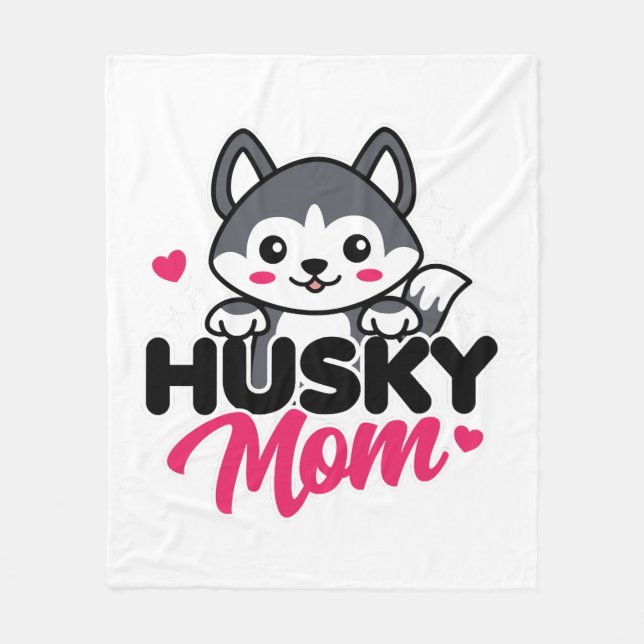 Couverture Polaire Husky Chig Maman Cute Kawaii Design (Devant)