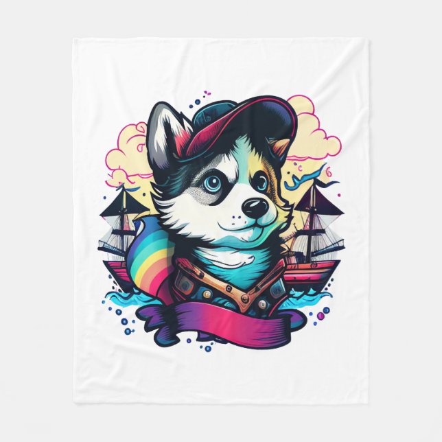Couverture Polaire Husky Dog Pirate (Devant)