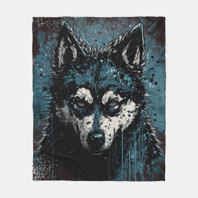 Couverture Polaire Husky effrayant - Plaid (Devant)