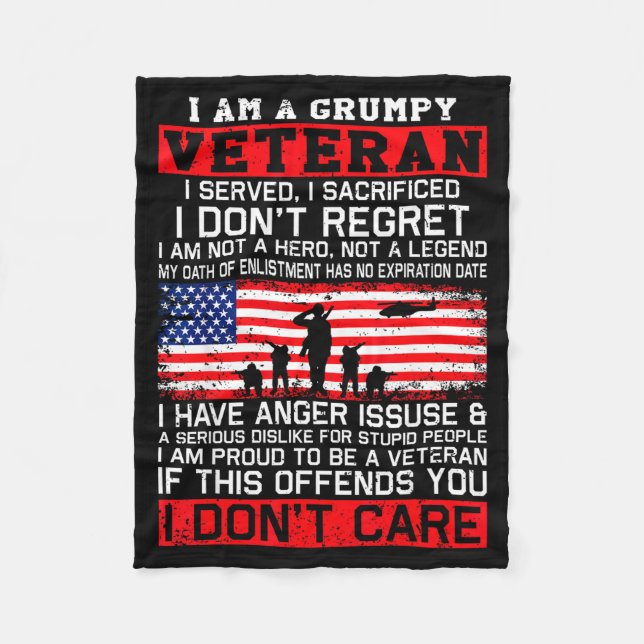 Couverture Polaire I Am Mpy Veteran I Served I Sacrificed I Don't Reg (Devant)