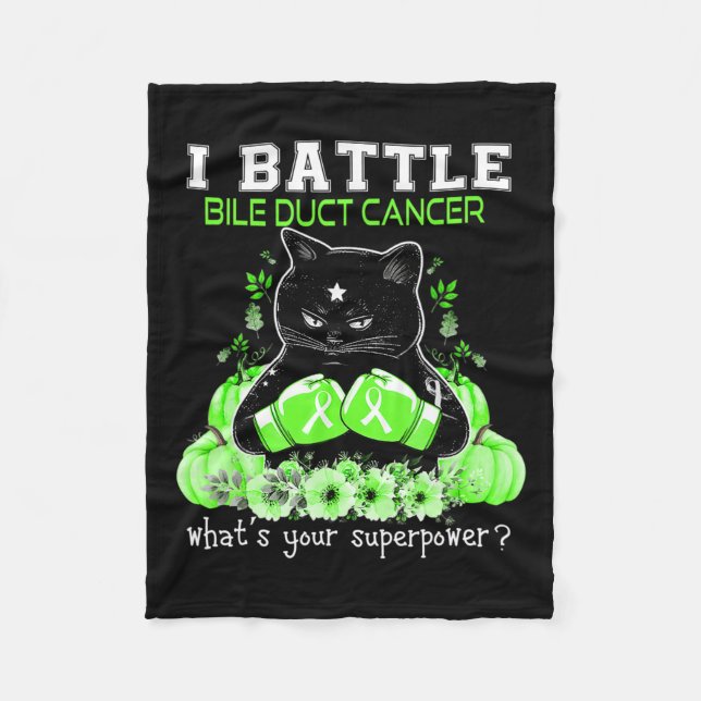 Couverture Polaire I Battle Bile Duct Cancer Sensibilisation Fun Chat (Devant)