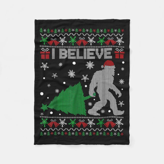 Couverture Polaire I Believe Big Foot Sasquatch Christmas  (Devant)