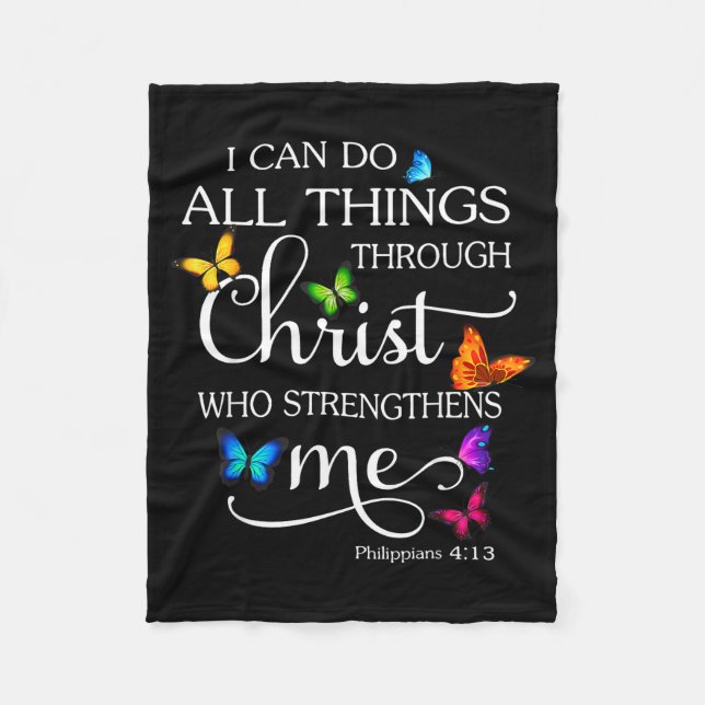 Couverture Polaire I Can Do All Things Through Christ Butterfly Art - (Devant)