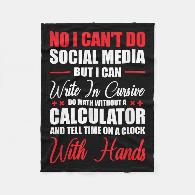 Couverture Polaire I Can't Do Social Media But I Can Write In Cursive (Devant)