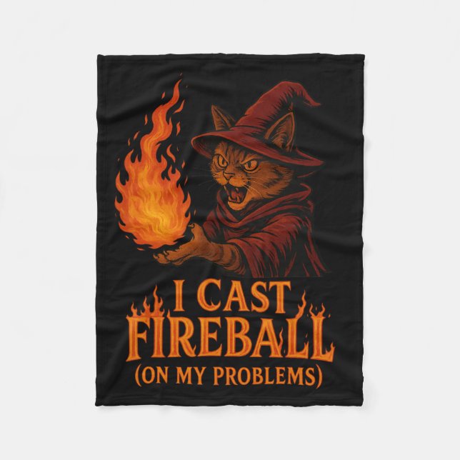 Couverture Polaire I Cast Fireball On My Problem Cat Rpg Gamer Family (Devant)