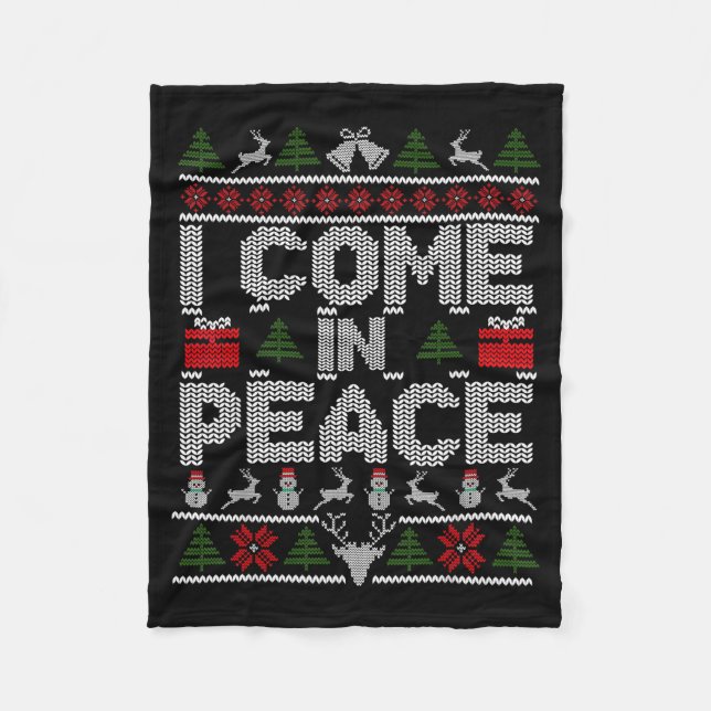 Couverture Polaire I Come In Peace Couple Matching Ugly Christmas Swe (Devant)