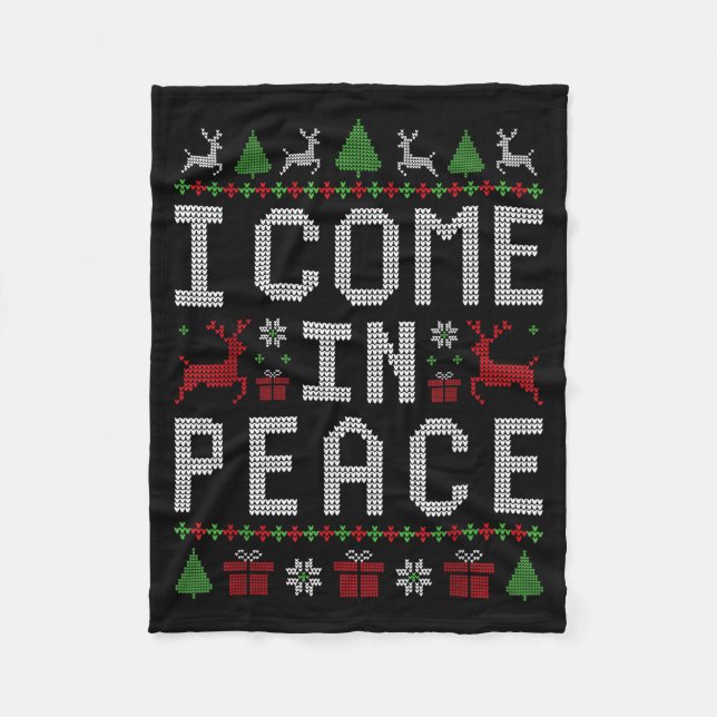 Couverture Polaire I Come In Peace Couple Matching Ugly Christmas Swe (Devant)