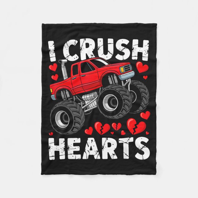 Couverture Polaire I Crush Hearts Valentine Monster Truck Boys Toddle (Devant)