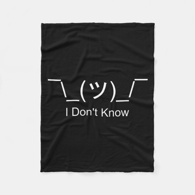 Couverture Polaire I Don't Know Shrug Humorous Ascii Emoticon  (Devant)