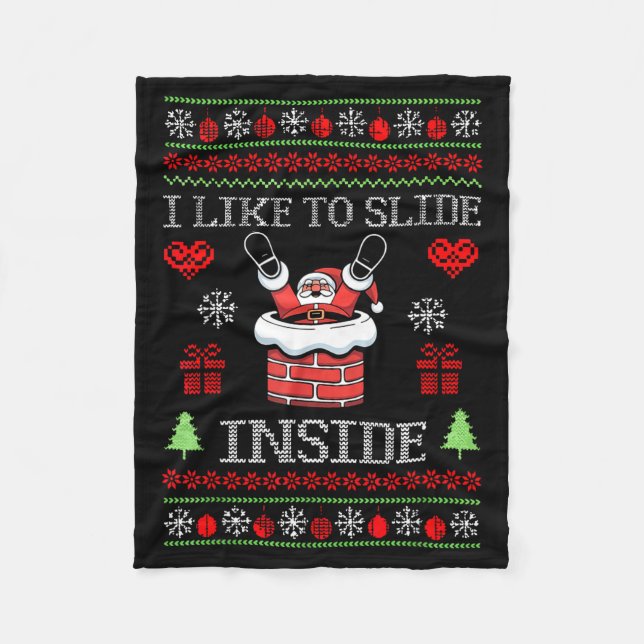 Couverture Polaire I Like To Slide Inside Funny Santa Couple Matching (Devant)