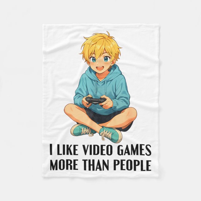 Couverture Polaire I Like Video Games More Than People Funny Gamer An (Devant)