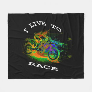 Couverture Polaire I LIVE TO RACE - Motocross Racer Fleece Blanket