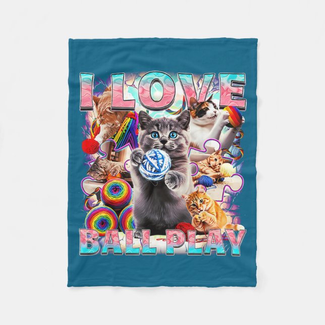 Couverture Polaire I Love Ball Play Cute Cats Roll Of Wool Kitty For  (Devant)