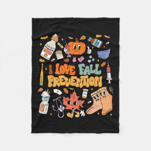 Couverture Polaire I Love Fall Prevention Thanksgiving Infirmière phy
