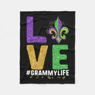 Couverture Polaire I Love Grammy Life Mardi Gras Grammylife Fleur De