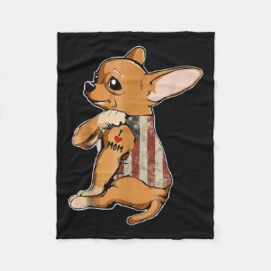 Couverture Polaire I Love Maman Tattoo Chihuahua Chien Chemise Americ