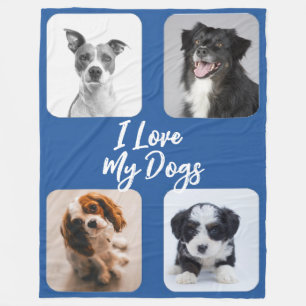 Couverture Polaire I Love my Dogs quatre photos Fleece Blanket